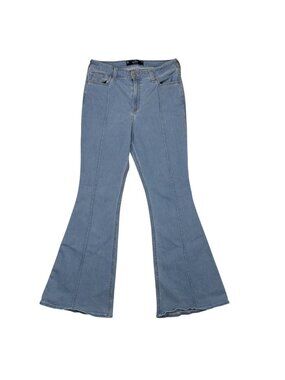 Hollister Front Seam Flare Jeans Denim 30R Light Wash Festival Stretch